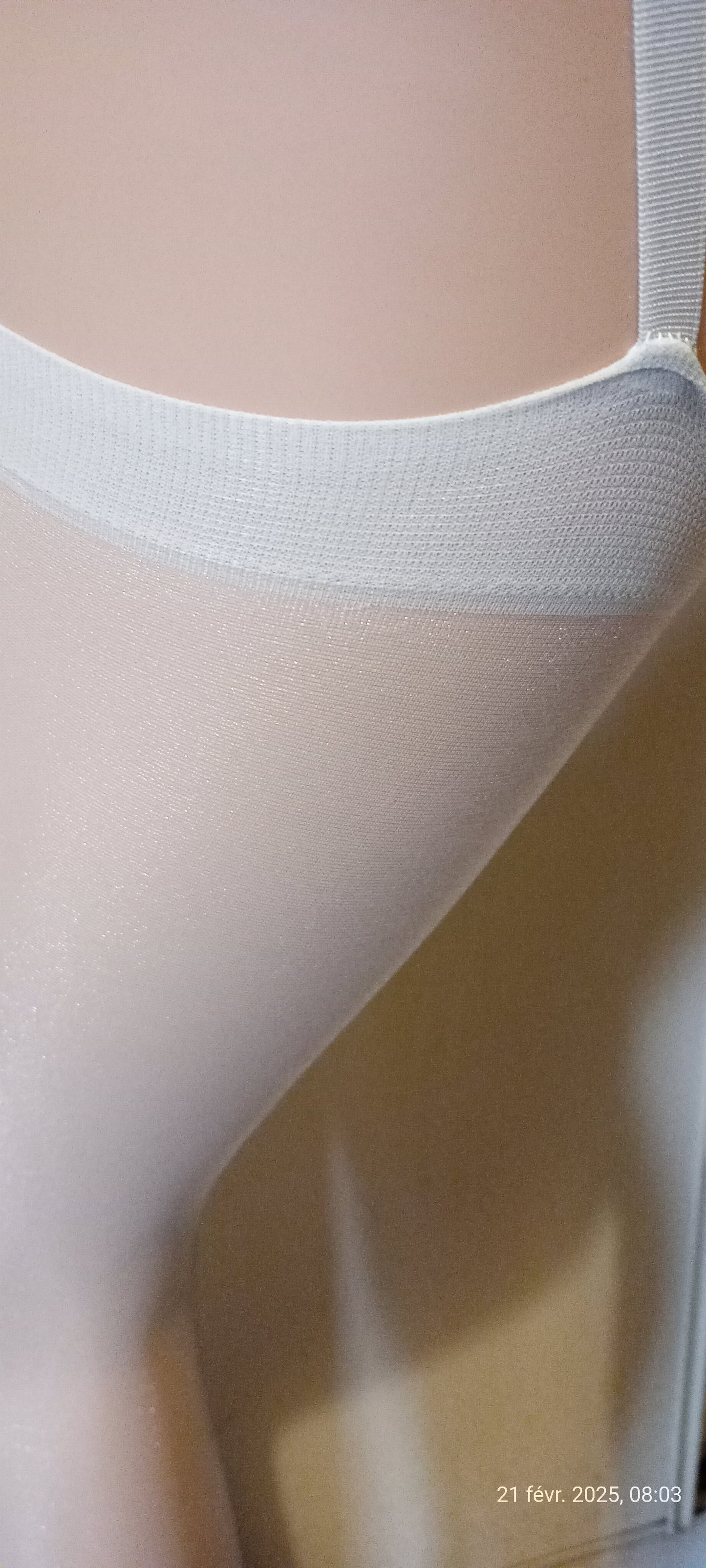 Collant Porte-jarretelles Gris Voile Brillant Taille S/M