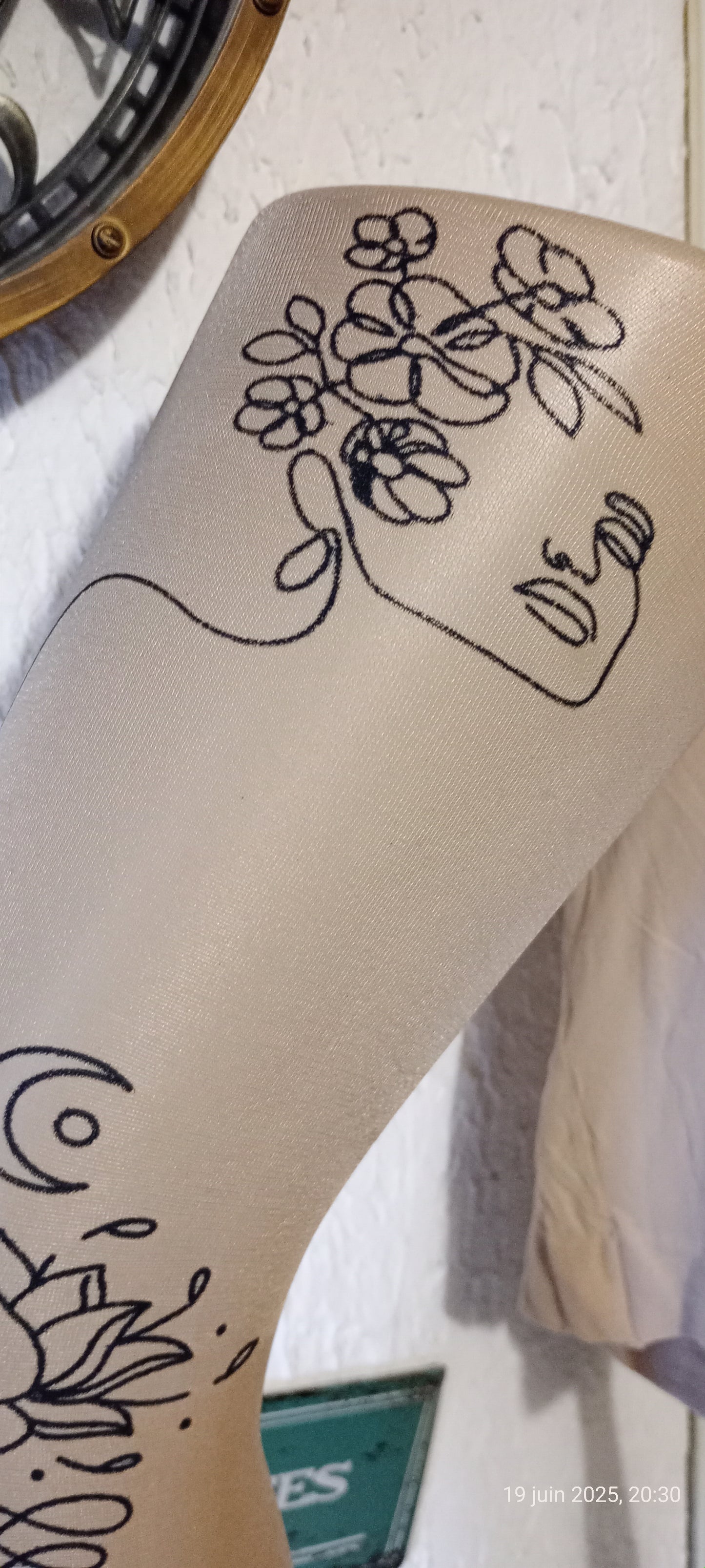 Collant Effet Tatoo Beige Brillant Taille Unique