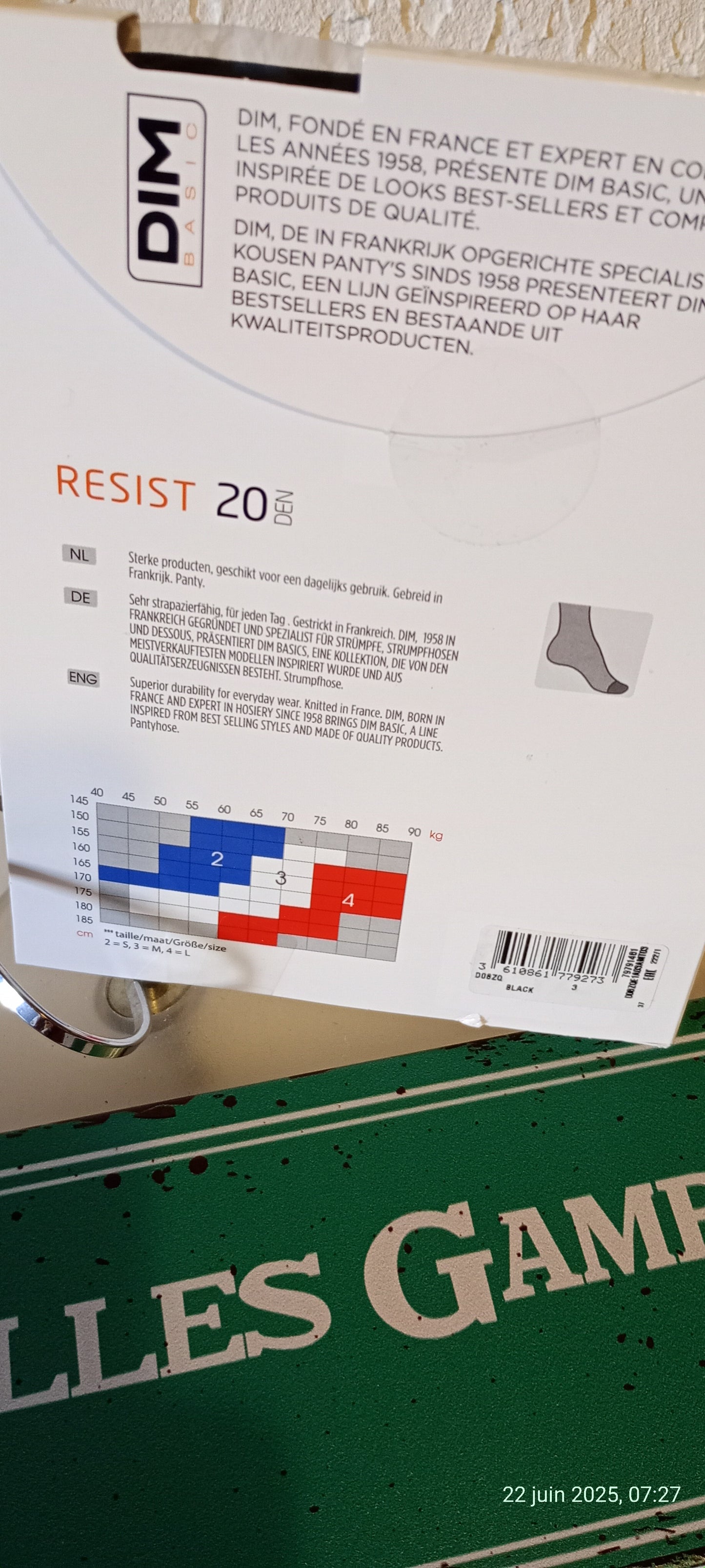 Collant Dim Noir Dim Resist 20 Deniers