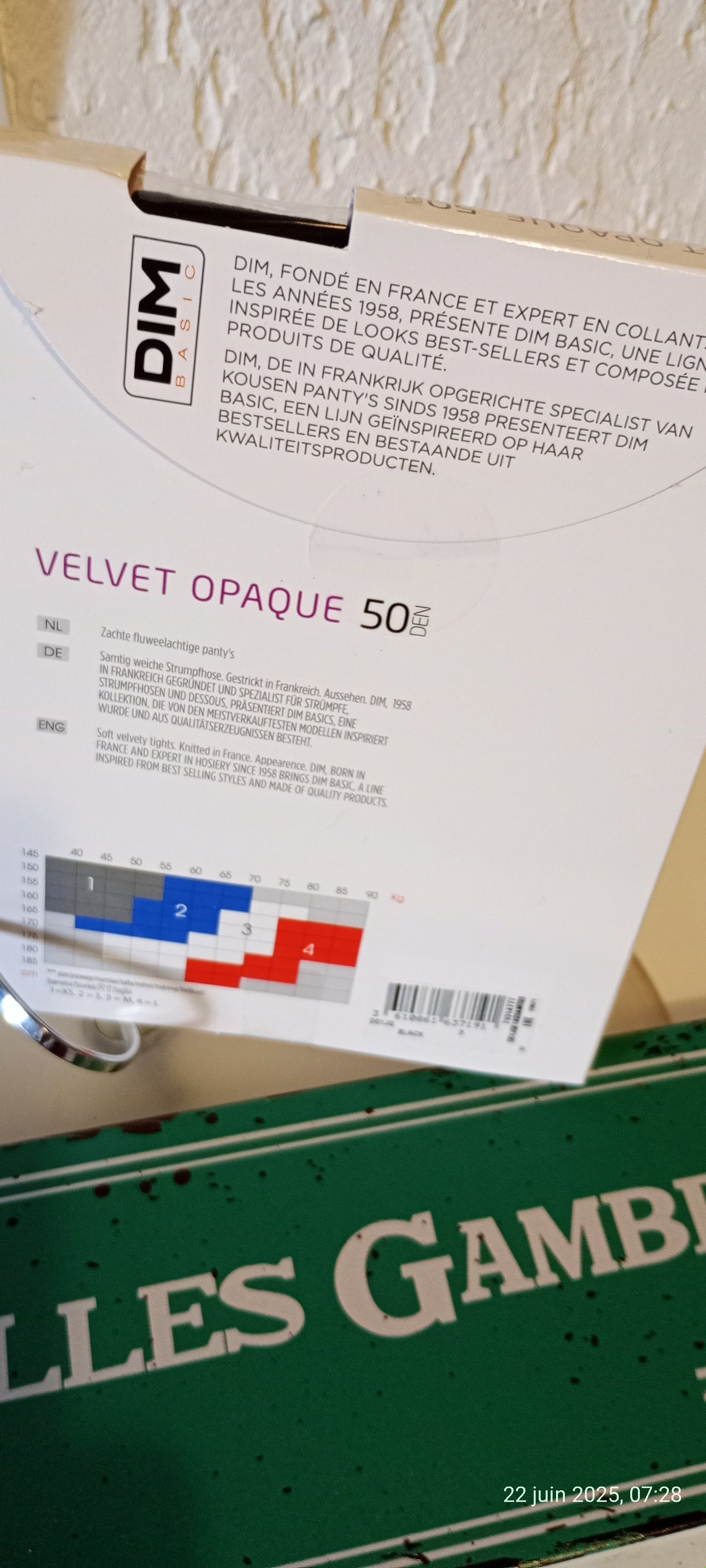 Collant Dim Velvet Opaque Noir 50 Deniers Taille 3