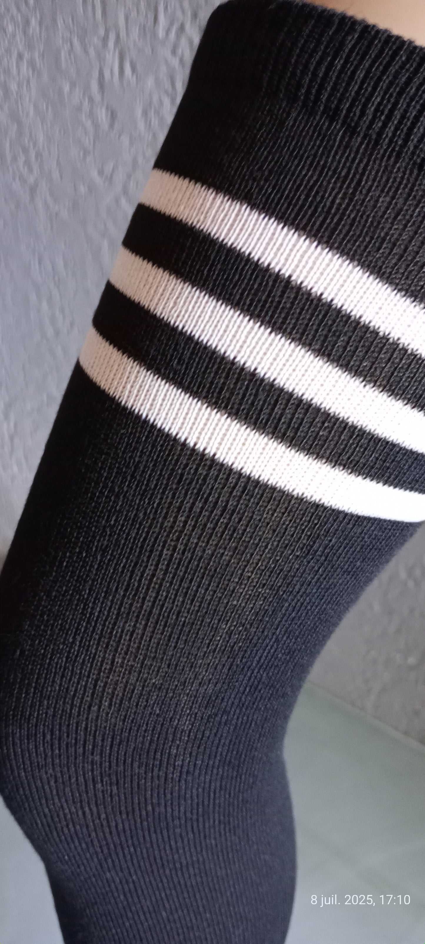 2 Paires Chaussettes Hautes Coton Mélangé Noir + Blanc Taille Unique