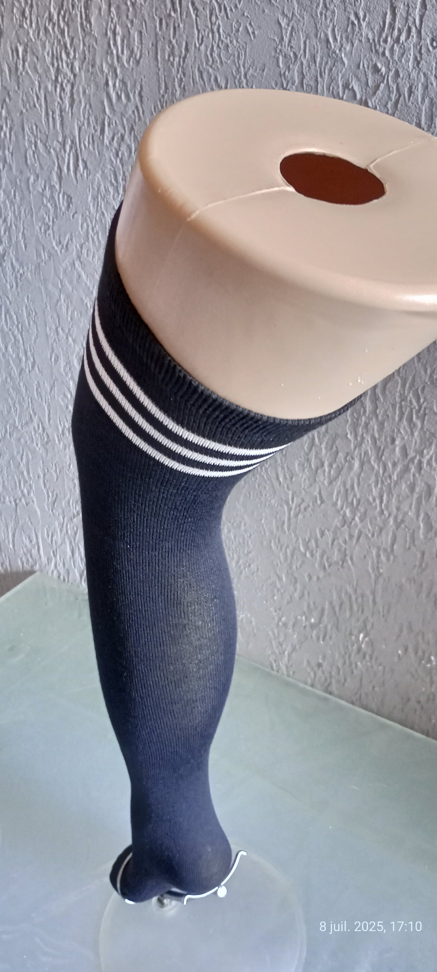 2 Paires Chaussettes Hautes Coton Mélangé Noir + Blanc Taille Unique