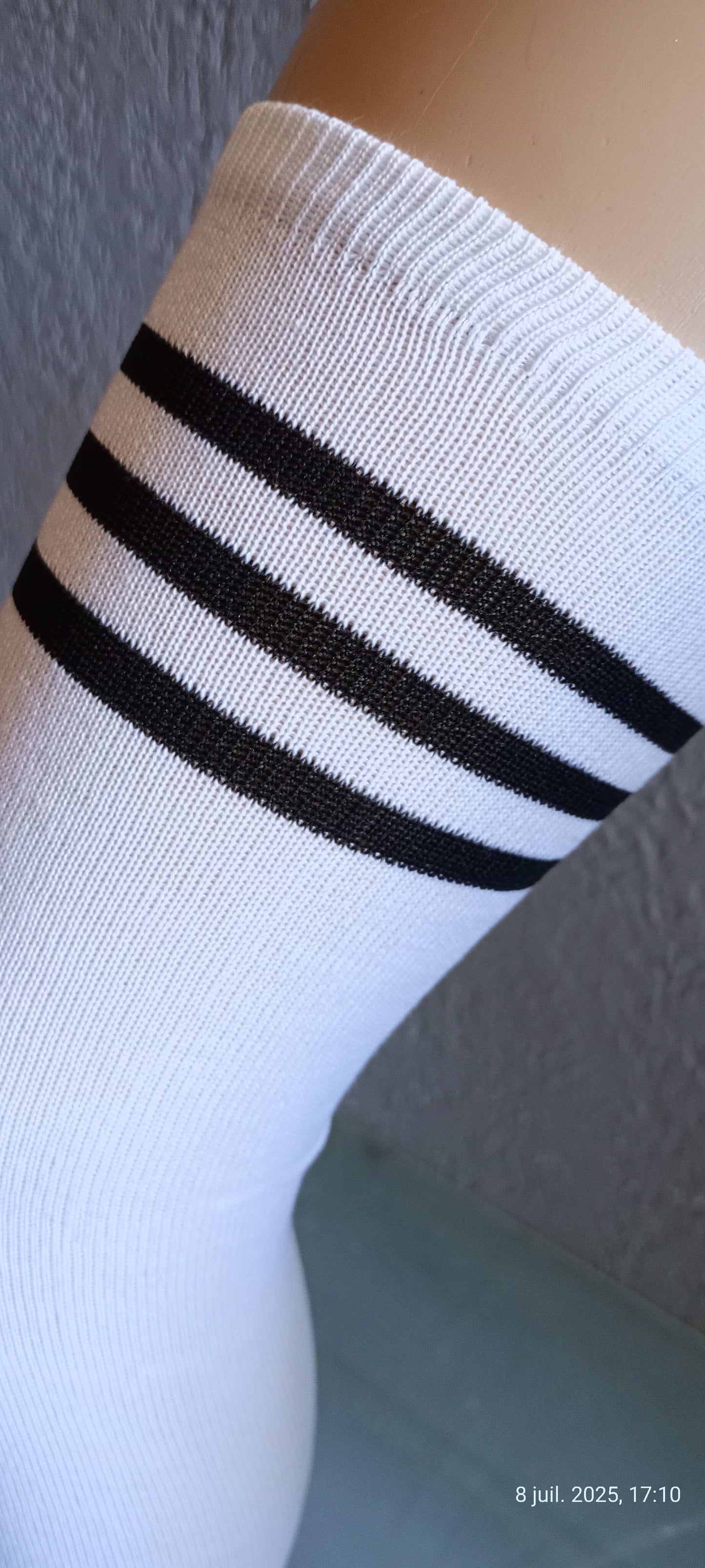 2 Paires Chaussettes Hautes Coton Mélangé Noir + Blanc Taille Unique
