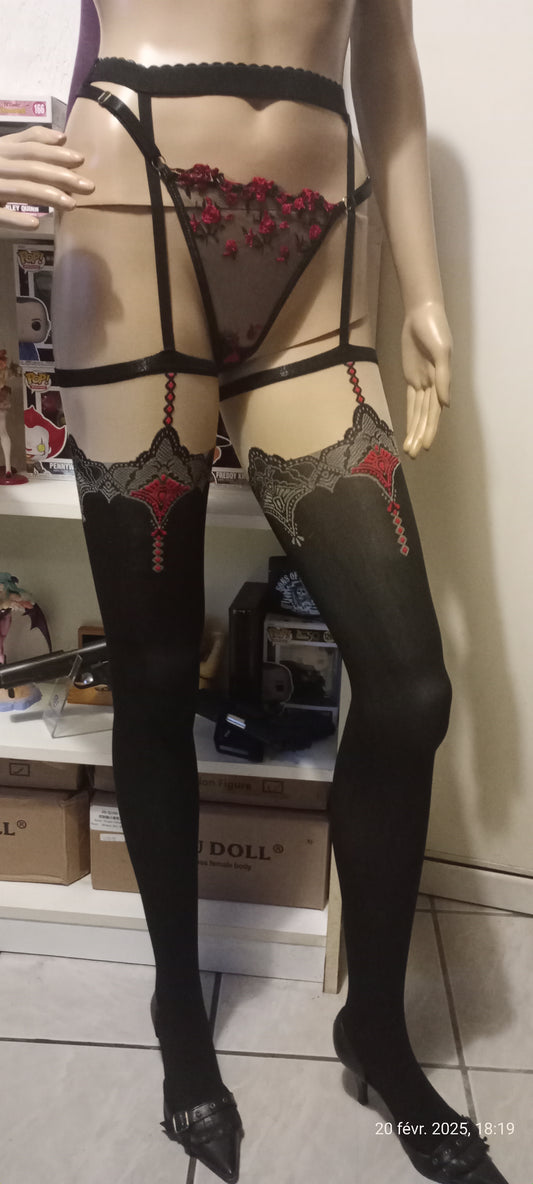 Collant Fantaisie Porte-jarretelles Taille S/M