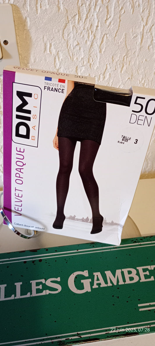 Collant Dim Velvet Opaque Noir 50 Deniers Taille 3
